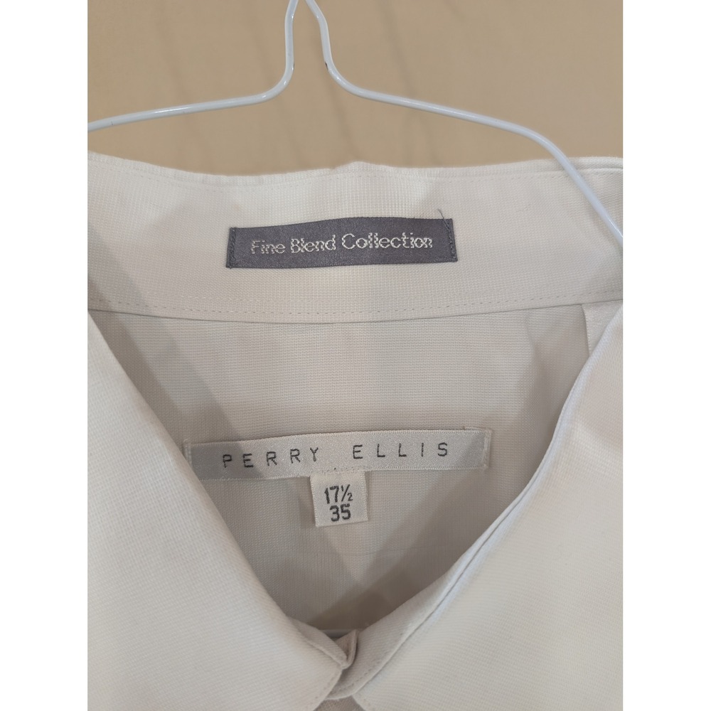 Perry Ellis Fine Blend Collection Mens Long Sleeve Button Down Shirt 17.5 35‎ - Picture 2 of 5